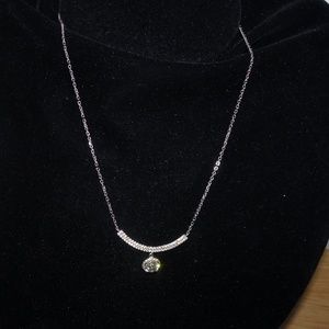 YGI 925 Dangling Round Halo Bar Pendant Necklace